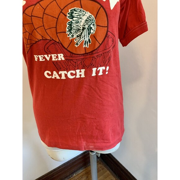 VTG 70s 80s Raglan Cotton Short Sleeve Tee Indian Fever Catch It Basketball Indy - Picture 4 of 11